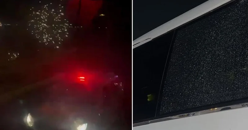Taşlı saldırıya uğradılar! Otobüsten böyle karşılık verdiler