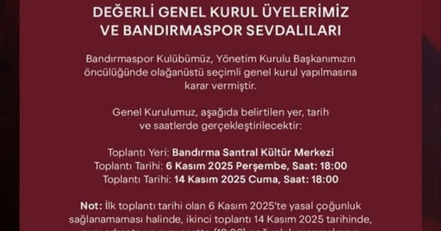 Bandırmaspor da olağanüstü genel kurul kararı Balıkesir Haberleri