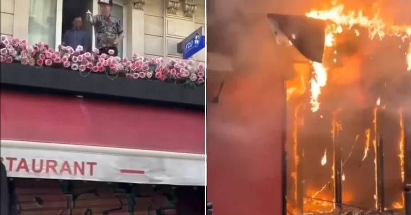 Fransa’da göstericilere parfüm sıkan işletmecinin restoranı ateşe verildi!