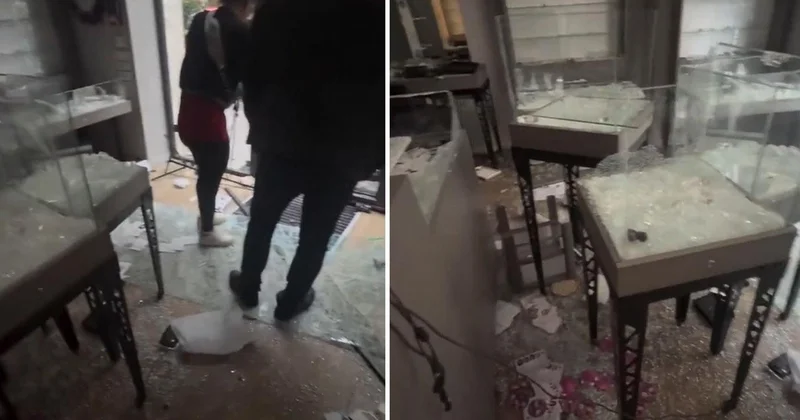 Fransa da yağmalanan kuyumcunun son hali kameraya yansıdı