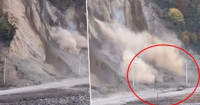 Düzce de heyelan! Kayaların altında kalmaktan son anda kurtuldu