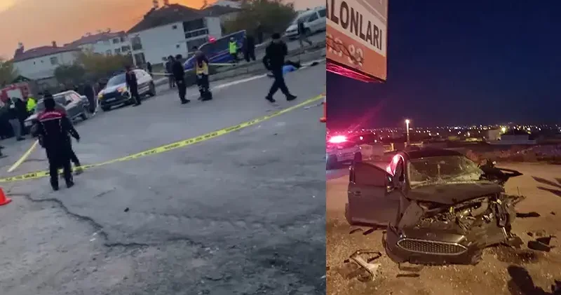 Traktörle çarpışarak savrulan otomobilin ezdiği yaya öldü; sürücüler yaralandı