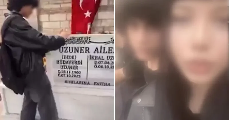 Katledilen İkbal Uzuner in mezarı başında infial yaratan görüntüler