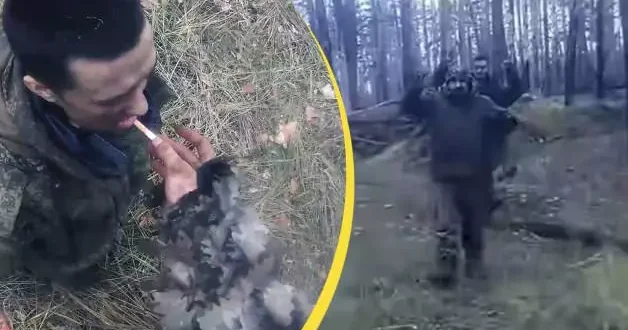 Ukrayna saflarındaki bir Amerikalının dört Rus askerini esir aldığı anlar