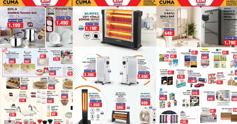 BİM 21 Kasım Aktüel Ürünler Kataloğu: Şömine Isıtıcı, 11 Dilim Radyatör, Metal Ayakkabılık...