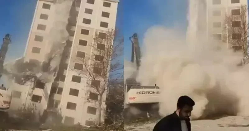 Beylikdüzü nde 10 katlı binanın, yıkım sırasında çöktüğü anlar kamerada