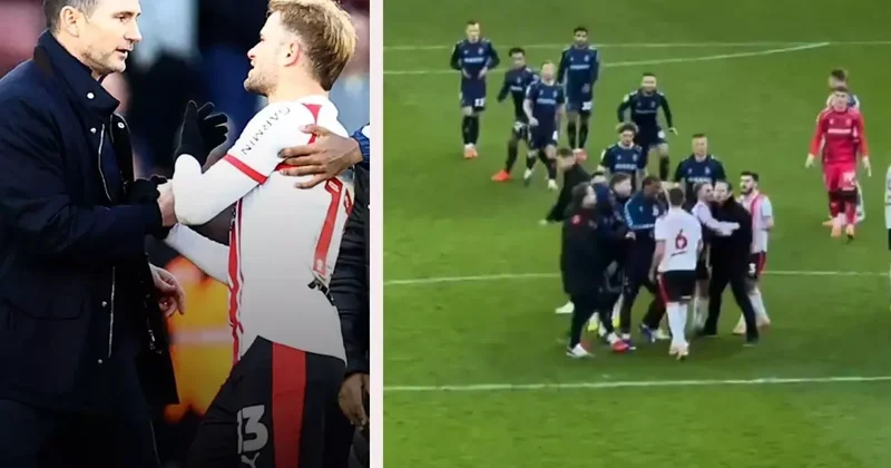 Rakip takım oyuncuları, ünlü teknik adamı saha içinde kovaladı