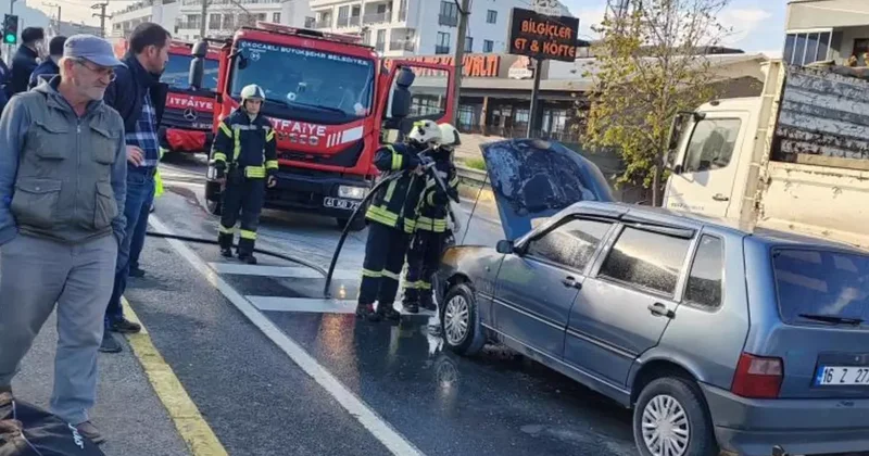 Seyir halindeki otomobilde yangın paniği