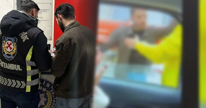 Sürücüyü kırmızı ışıkta durduğu için darbetti!