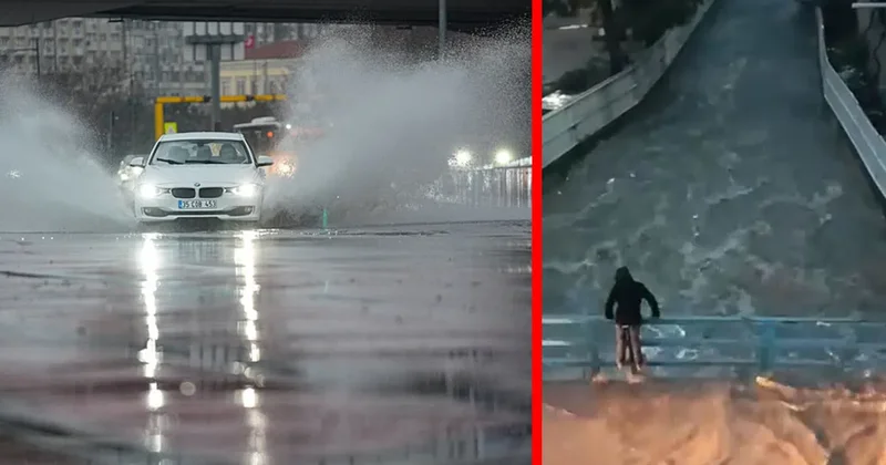 SON DAKİKA: İzmir de her yağış sonrası aynı manzara! Belediye izledi vatandaş korkuluklara sarıldı!