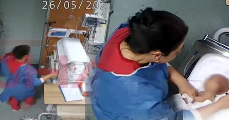 5 günlük bebeği engelli bırakan şiddetin görüntüleri ortaya çıktı! Hemşire acımasızca dövmüş