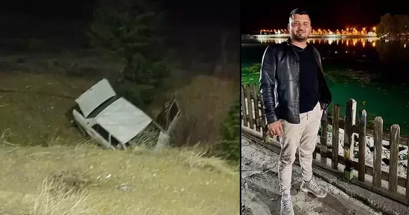 Domuza çarpan otomobil, şarampole yuvarlandı; 1 ölü