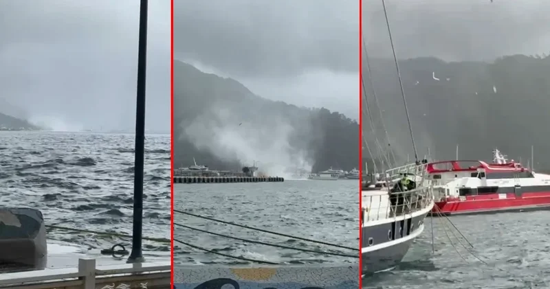 Denizde hortum paniği! O anlar kamerada...