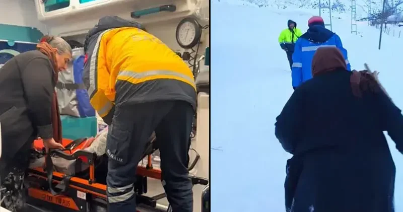 Yolu kapanan köydeki kanser hastası kadına ekipler 5 saatte ulaştı