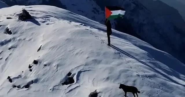 Filistin Bayrağıyla zirvede sessiz direniş VİDEO İZLE
