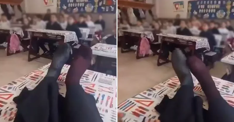 Sınıfta çekilen görüntüye tepki yağıyor