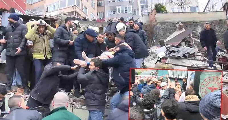 Fatih’te doğal gaz kaynaklı patlamada 2 bina çöktü; mahsur kalan 9 kişi kurtarıldı