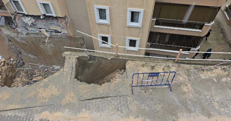 8 metrelik istinat duvarı 7 katlı binaya çöktü