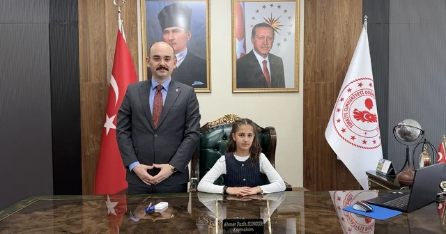 Kaymakam koltuğuna oturan Zeynep: Okullarımızda şiddetin gölgesi değil, sevginin ışığı olsun Malatya Haberleri