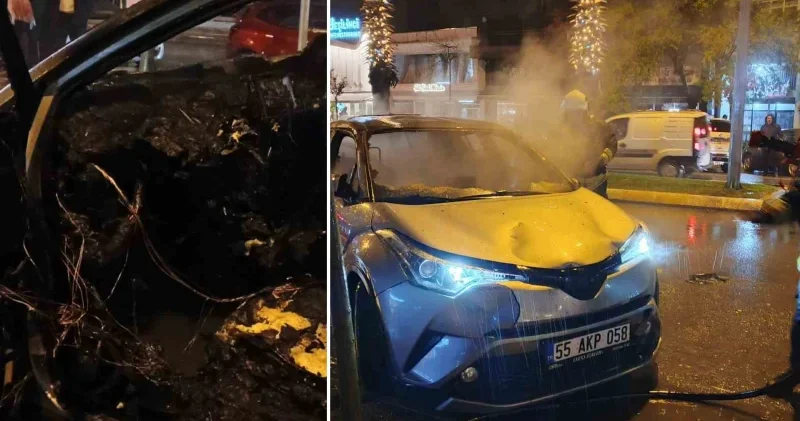 Babasıyla tartışan genç park halindeki aracı yaktı Samsun Haberleri