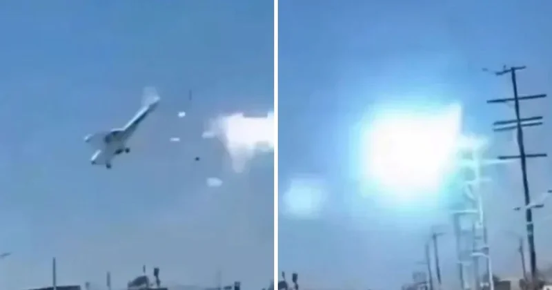 Elektrik tellerine çarpan uçak araçların üzerine böyle çakıldı!