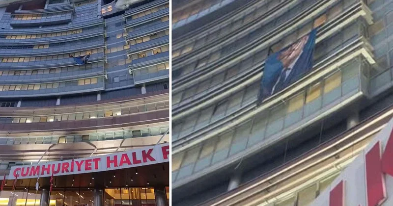 CHP Genel Merkezi ne Özel’in pankartı asıldı