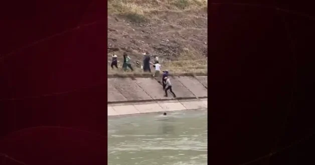 Özbekistan da su kanalında yaşanan can pazarı kameraya yansıdı...