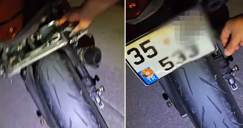 Polisin dikkatinden kaçamadı: Katlanır plakalı motosiklet trafikten men edildi Manisa Haberleri