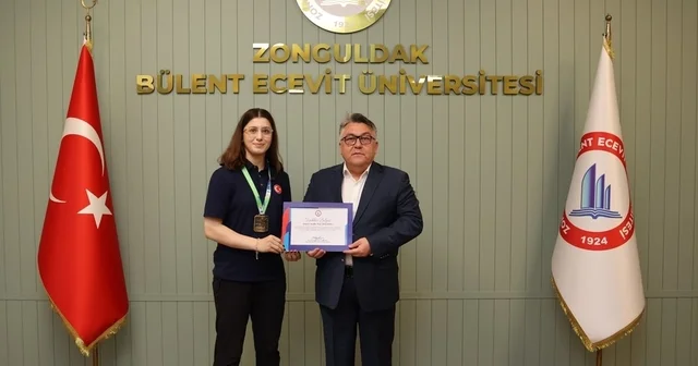 Rektör Özölçer Dünya Şampiyonu Basancı yı kabul etti Zonguldak Haberleri Habertürk Yerel Haberler