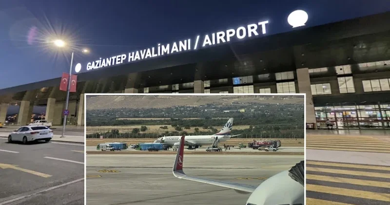 Gaziantep Havalimanı nda iniş yapan yolcu uçağının lastiği patladı Gaziantep Haberleri