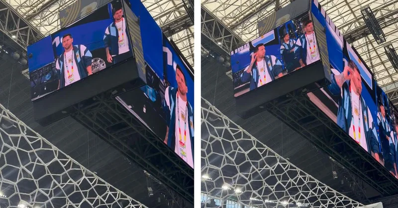 Lionel Messi dev ekranda gösterildi, stadyumda yer yerinden oynadı