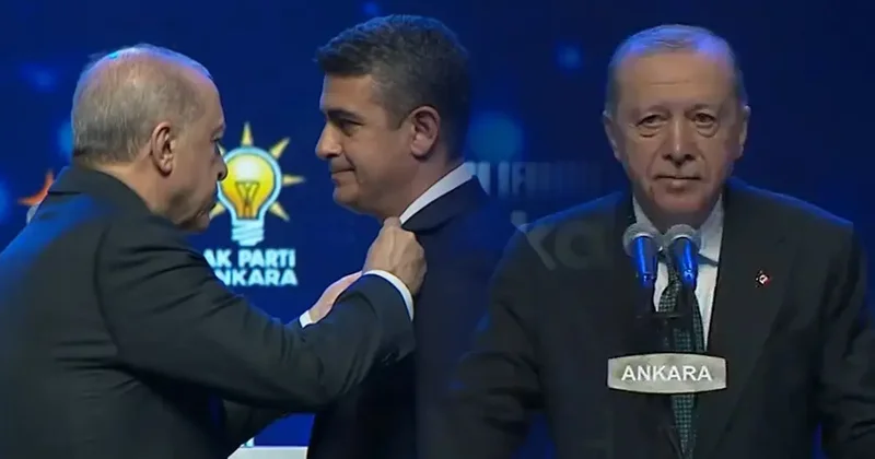 CHP den istifa edip aynı gün AK Parti ye katıldı: Levent Koç a rozetini Erdoğan taktı