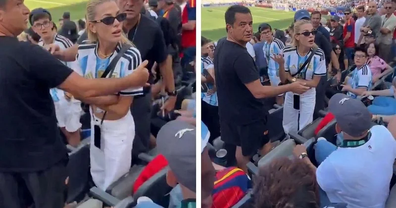 Dünya Kupası finalinde Acun Ilıcalı nın eşine tribünlerden Otur tepkisi