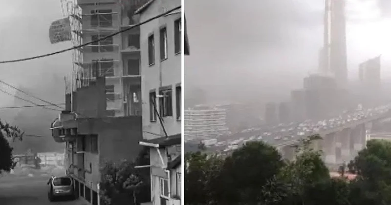 Hava aniden karardı, İstanbul u fırtına esir aldı: Ağaçlar devrildi, çatılar uçtu