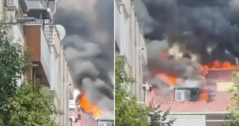 Bayrampaşa da çatı katı alev alev yandı