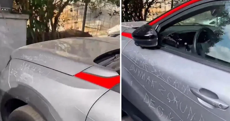 Araca zarar verip üzerine not düştüler: Gece inleme seslerini duymak zorunda değiliz