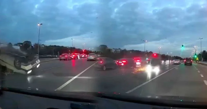 İstanbul da makas attı metrelerce sürüklendi!