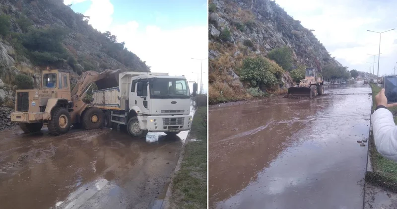 Aydın da toprak kayması: Karayolu ulaşıma kapandı