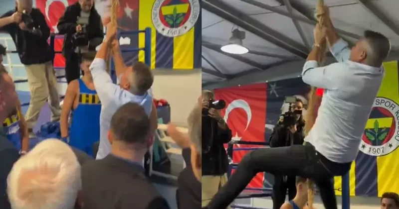 Fenerbahçe Başkanı Sadettin Saran hünerlerini sergiledi: Halata tırmandı Fanatik Spor Haberleri Video