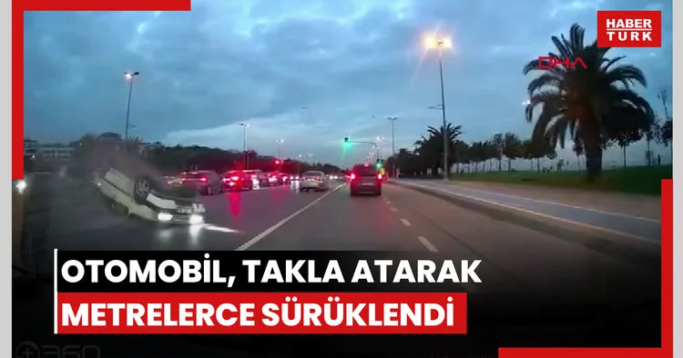 Pendik te makas atan otomobil, takla atarak metrelerce sürüklendi