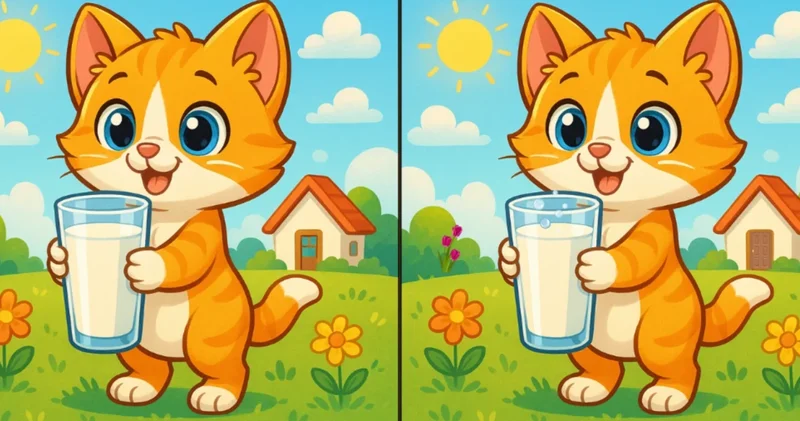 Elindeki bardaktan su içen iki kedi arasındaki 3 farkı sadece yüksek IQ su olanlar 12 saniyede buluyor