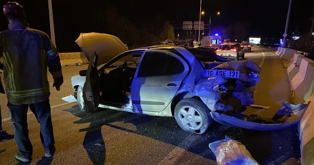 Bursa da feci kaza: Bariyere çarpıp takla attı, 2 yaralı Bursa Haberleri