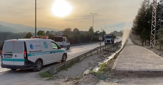 Çalışmalar sırasında patlayan doğal gaz borusu tedirgin etti Karabük Haberleri