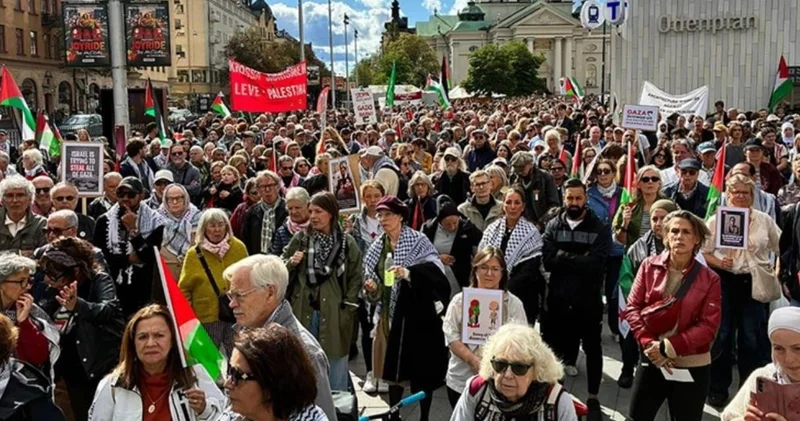 İsveç te İsrail in ateşkese rağmen devam eden saldırıları protesto edildi