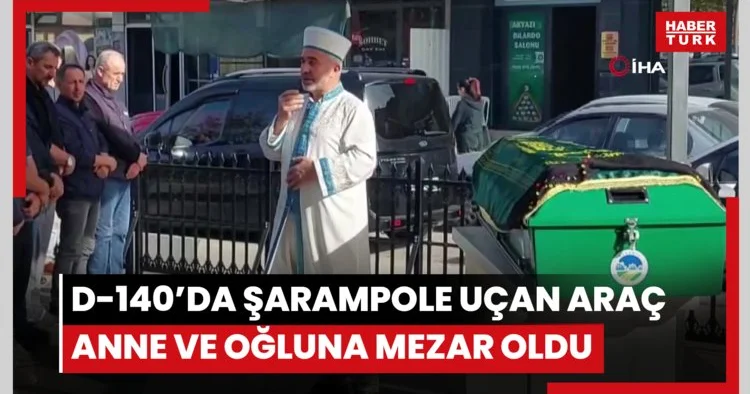 D 140’da şarampole uçan araç anne ve oğluna mezar oldu