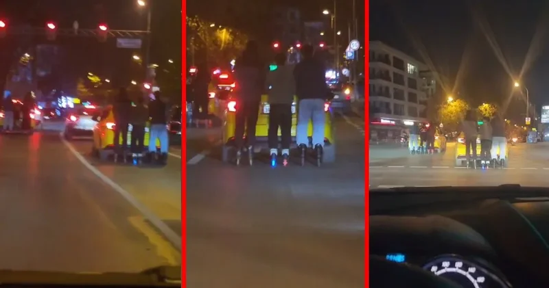 Patenli gençlerin tehlikeli yolculuğu kamerada: Eğlence uğruna canlarını hiçe saydılar