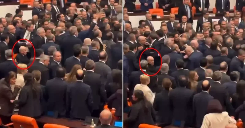Meclis teki yumruklu kavga dikkat çeken görüntü! Etten duvar ördüler
