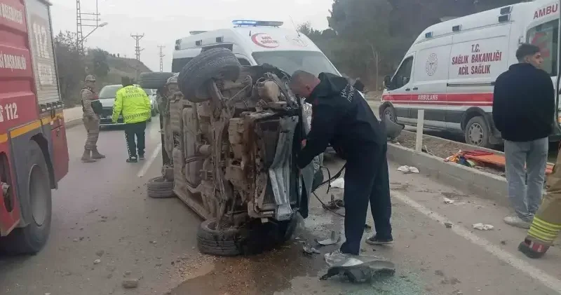 Kontrolden çıkan otomobil takla atıp yan yattı: Yaralılar var Hatay Haberleri