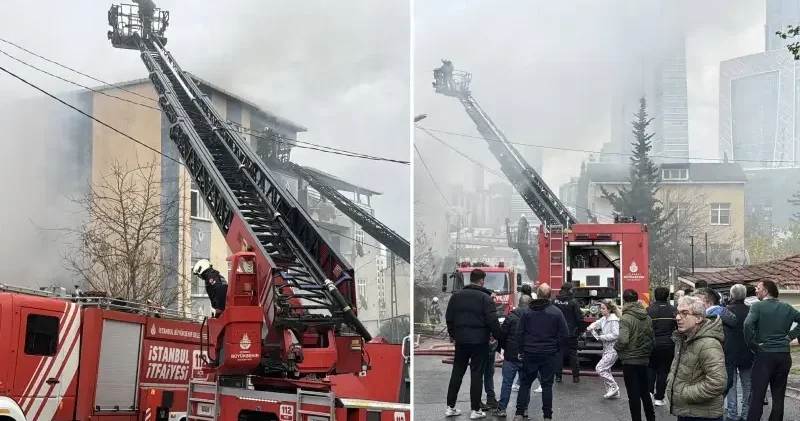 Ümraniye de binanın çatısında başlayıp iki eve sıçrayan yangın söndürüldü İstanbul Haberleri