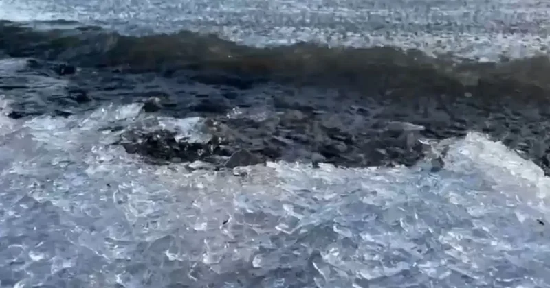 Çıldır Gölü’nde buz kütleleri sahile vurdu